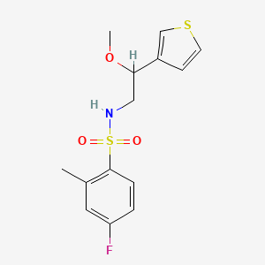molecular formula C14H16FNO3S2 B2572392 4-氟-N-(2-甲氧基-2-(噻吩-3-基)乙基)-2-甲基苯磺酰胺 CAS No. 1448031-10-4