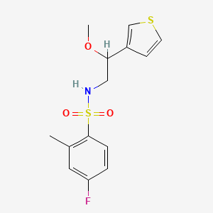 molecular formula C14H16FNO3S2 B2572392 4-Fluor-N-(2-Methoxy-2-(thiophen-3-yl)ethyl)-2-methylbenzolsulfonamid CAS No. 1448031-10-4