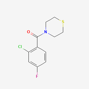 molecular formula C11H11ClFNOS B2572397 (2-Chloro-4-fluorophenyl)-thiomorpholin-4-ylmethanone CAS No. 1197466-90-2
