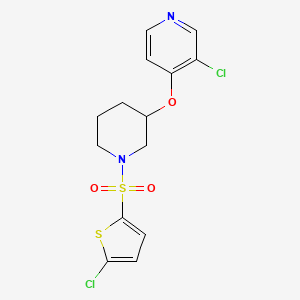 molecular formula C14H14Cl2N2O3S2 B2572401 3-Chlor-4-((1-((5-Chlorthiophen-2-yl)sulfonyl)piperidin-3-yl)oxy)pyridin CAS No. 2034620-55-6