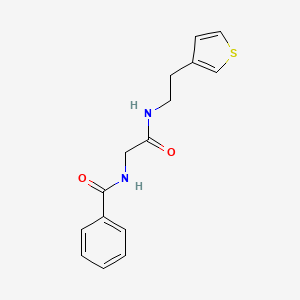 molecular formula C15H16N2O2S B2572404 N-(2-氧代-2-((2-(噻吩-3-基)乙基)氨基)乙基)苯甲酰胺 CAS No. 1286698-39-2
