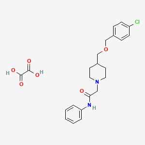 molecular formula C23H27ClN2O6 B2572408 2-(4-(((4-chlorobenzyl)oxy)methyl)piperidin-1-yl)-N-phenylacetamide oxalate CAS No. 1396878-68-4