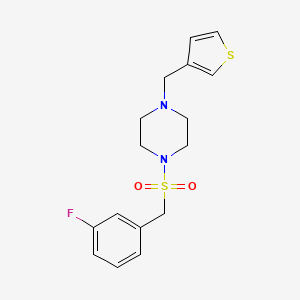 molecular formula C16H19FN2O2S2 B2572412 1-((3-Fluorobenzyl)sulfonyl)-4-(thiophen-3-ylmethyl)piperazine CAS No. 1251691-35-6