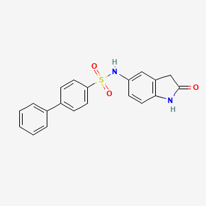 molecular formula C20H16N2O3S B2572415 N-(2-氧代-2,3-二氢-1H-吲哚-5-基)-[1,1'-联苯]-4-磺酰胺 CAS No. 921836-83-1