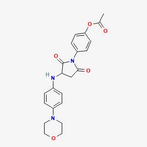 molecular formula C22H23N3O5 B2572420 4-(3-((4-吗啉基苯基)氨基)-2,5-二氧代吡咯烷-1-基)苯基乙酸酯 CAS No. 355115-33-2