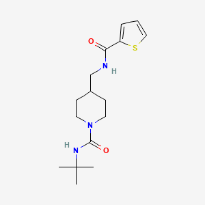 molecular formula C16H25N3O2S B2572430 N-(tert-butyl)-4-((thiophene-2-carboxamido)methyl)piperidine-1-carboxamide CAS No. 1235235-37-6