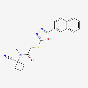 molecular formula C20H18N4O2S B2572433 N-(1-cyanocyclobutyl)-N-methyl-2-{[5-(naphthalen-2-yl)-1,3,4-oxadiazol-2-yl]sulfanyl}acetamide CAS No. 1427706-72-6