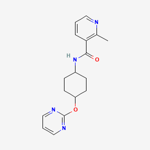 molecular formula C17H20N4O2 B2572456 2-methyl-N-((1r,4r)-4-(pyrimidin-2-yloxy)cyclohexyl)nicotinamide CAS No. 2034318-94-8