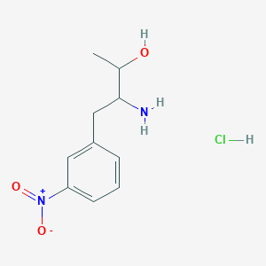 molecular formula C10H15ClN2O3 B2572465 3-Amino-4-(3-nitrophenyl)butan-2-ol;hydrochloride CAS No. 2418670-67-2
