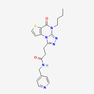 molecular formula C20H22N6O2S B2572475 3-(4-butyl-5-oxo-4,5-dihydrothieno[2,3-e][1,2,4]triazolo[4,3-a]pyrimidin-1-yl)-N-(pyridin-4-ylmethyl)propanamide CAS No. 1215543-68-2