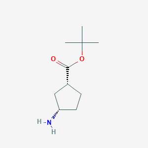 molecular formula C10H19NO2 B2572480 rac-tert-butyl (1R,3S)-3-aminocyclopentane-1-carboxylate, cis CAS No. 1690085-48-3; 2307784-27-4