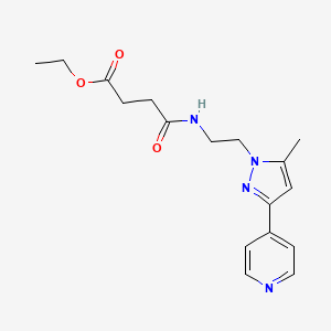 molecular formula C17H22N4O3 B2572493 ethyl 4-((2-(5-methyl-3-(pyridin-4-yl)-1H-pyrazol-1-yl)ethyl)amino)-4-oxobutanoate CAS No. 2034505-26-3