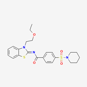 molecular formula C23H27N3O4S2 B2572495 (Z)-N-(3-(2-乙氧基乙基)苯并[d]噻唑-2(3H)-亚甲基)-4-(哌啶-1-磺酰基)苯甲酰胺 CAS No. 865162-31-8