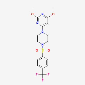molecular formula C17H19F3N4O4S B2572501 2,4-Dimethoxy-6-(4-((4-(trifluoromethyl)phenyl)sulfonyl)piperazin-1-yl)pyrimidine CAS No. 1021262-82-7