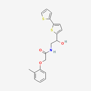 molecular formula C19H19NO3S2 B2572510 N-(2-{[2,2'-bithiophene]-5-yl}-2-hydroxyethyl)-2-(2-methylphenoxy)acetamide CAS No. 2097900-85-9