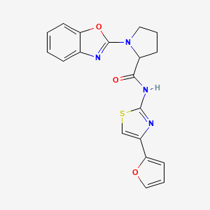 molecular formula C19H16N4O3S B2572511 1-(1,3-benzoxazol-2-yl)-N-[4-(furan-2-yl)-1,3-thiazol-2-yl]pyrrolidine-2-carboxamide CAS No. 2097865-78-4