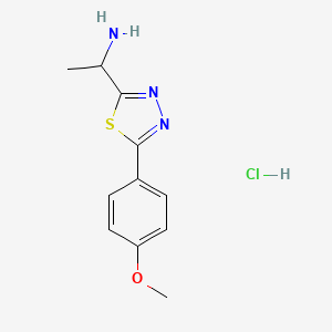 molecular formula C11H14ClN3OS B2572514 1-[5-(4-Methoxyphenyl)-1,3,4-thiadiazol-2-yl]ethan-1-amine hydrochloride CAS No. 1794736-63-2
