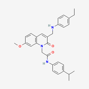 molecular formula C30H33N3O3 B2572541 2-(3-(((4-ethylphenyl)amino)methyl)-7-methoxy-2-oxoquinolin-1(2H)-yl)-N-(4-isopropylphenyl)acetamide CAS No. 893784-97-9