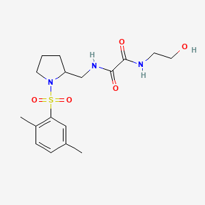 molecular formula C17H25N3O5S B2572550 N1-((1-((2,5-二甲苯甲酰基)磺酰基)吡咯烷-2-基)甲基)-N2-(2-羟乙基)草酰胺 CAS No. 896285-74-8