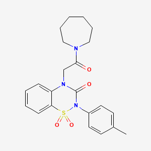 molecular formula C22H25N3O4S B2572569 4-(2-(azepan-1-yl)-2-oxoethyl)-2-(p-tolyl)-2H-benzo[e][1,2,4]thiadiazin-3(4H)-one 1,1-dioxide CAS No. 899724-55-1