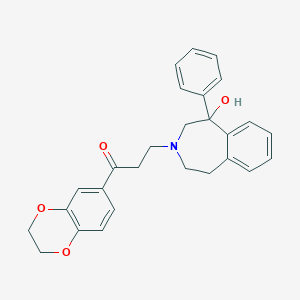 molecular formula C27H27NO4 B257257 1-(2,3-dihydro-1,4-benzodioxin-6-yl)-3-(1-hydroxy-1-phenyl-1,2,4,5-tetrahydro-3H-3-benzazepin-3-yl)-1-propanone 