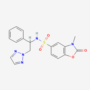 3-methyl-2-oxo-N-(1-phenyl-2-(2H-1,2,3-triazol-2-yl)ethyl)-2,3-dihydrobenzo[d]oxazole-5-sulfonamide