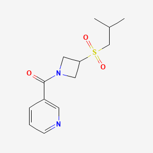 molecular formula C13H18N2O3S B2572583 (3-(Isobutylsulfonyl)azetidin-1-yl)(pyridin-3-yl)methanone CAS No. 1797343-16-8