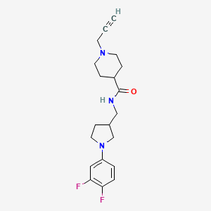 molecular formula C20H25F2N3O B2572589 N-{[1-(3,4-二氟苯基)吡咯烷-3-基]甲基}-1-(丙-2-炔-1-基)哌啶-4-甲酰胺 CAS No. 1280974-73-3