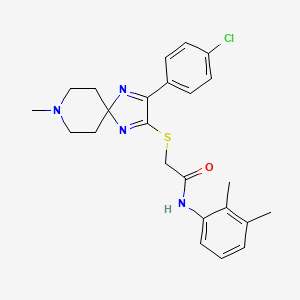 molecular formula C24H27ClN4OS B2572590 2-((3-(4-chlorophenyl)-8-methyl-1,4,8-triazaspiro[4.5]deca-1,3-dien-2-yl)thio)-N-(2,3-dimethylphenyl)acetamide CAS No. 1184985-44-1