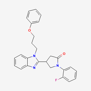 molecular formula C26H24FN3O2 B2572594 1-(2-Fluorophenyl)-4-[1-(3-phenoxypropyl)benzimidazol-2-yl]pyrrolidin-2-one CAS No. 847396-12-7