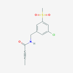 molecular formula C12H12ClNO3S B2572595 N-[(3-Chloro-5-methylsulfonylphenyl)methyl]but-2-ynamide CAS No. 2411280-05-0