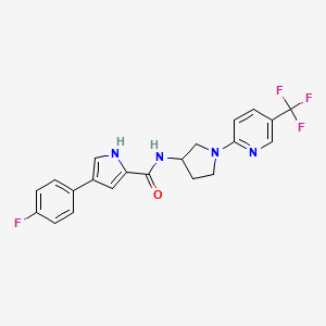 molecular formula C21H18F4N4O B2572596 4-(4-氟苯基)-N-(1-(5-(三氟甲基)吡啶-2-基)吡咯烷-3-基)-1H-吡咯-2-甲酰胺 CAS No. 1788677-09-7