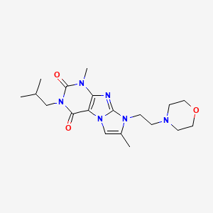 molecular formula C19H28N6O3 B2572603 3-异丁基-1,7-二甲基-8-(2-吗啉乙基)-1H-咪唑并[2,1-f]嘌呤-2,4(3H,8H)-二酮 CAS No. 916029-72-6