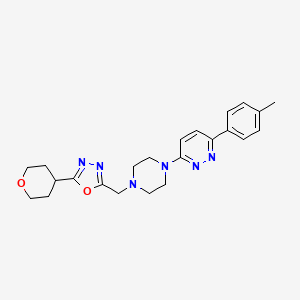 3-(4-Methylphenyl)-6-(4-{[5-(oxan-4-yl)-1,3,4-oxadiazol-2-yl]methyl}piperazin-1-yl)pyridazine