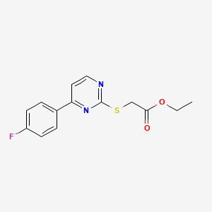 molecular formula C14H13FN2O2S B2572623 Ethyl 2-((4-(4-fluorophenyl)pyrimidin-2-yl)thio)acetate CAS No. 828276-28-4
