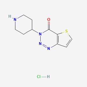 molecular formula C10H13ClN4OS B2572625 3-(piperidin-4-yl)thieno[3,2-d][1,2,3]triazin-4(3H)-one hydrochloride CAS No. 2034431-20-2