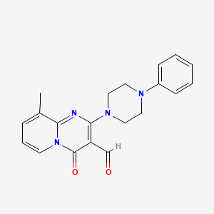 molecular formula C20H20N4O2 B2572629 9-Methyl-4-oxo-2-(4-phenylpiperazin-1-yl)pyrido[1,2-a]pyrimidine-3-carbaldehyde CAS No. 839686-42-9