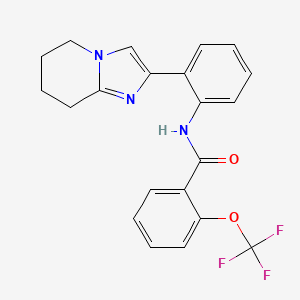 molecular formula C21H18F3N3O2 B2572634 N-(2-(5,6,7,8-tetrahydroimidazo[1,2-a]pyridin-2-yl)phenyl)-2-(trifluoromethoxy)benzamide CAS No. 2034299-23-3