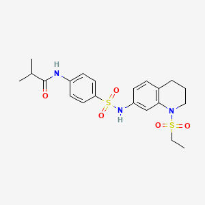 molecular formula C21H27N3O5S2 B2572635 N-(4-(N-(1-(ethylsulfonyl)-1,2,3,4-tetrahydroquinolin-7-yl)sulfamoyl)phenyl)isobutyramide CAS No. 946374-31-8