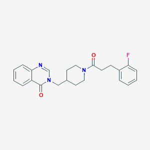 molecular formula C23H24FN3O2 B2572637 3-[[1-[3-(2-Fluorophenyl)propanoyl]piperidin-4-yl]methyl]quinazolin-4-one CAS No. 2380186-73-0