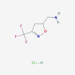 molecular formula C5H8ClF3N2O B2572640 [3-(Trifluoromethyl)-4,5-dihydro-1,2-oxazol-5-yl]methanamine hydrochloride CAS No. 2649076-50-4
