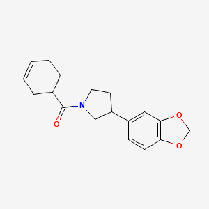 (3-(Benzo[d][1,3]dioxol-5-yl)pyrrolidin-1-yl)(cyclohex-3-en-1-yl)methanone