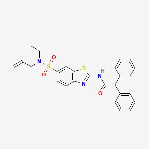 molecular formula C27H25N3O3S2 B2572643 N-(6-(N,N-diallylsulfamoyl)benzo[d]thiazol-2-yl)-2,2-diphenylacetamide CAS No. 865592-92-3