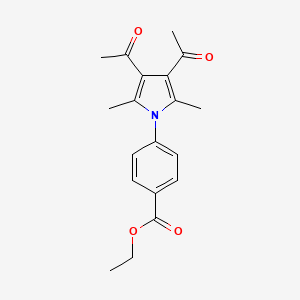 molecular formula C19H21NO4 B2572647 Ethyl 4-(3,4-diacetyl-2,5-dimethyl-1H-pyrrol-1-yl)benzoate CAS No. 214221-37-1