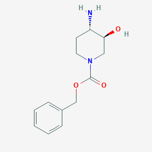 molecular formula C13H18N2O3 B2572655 (3S,4S)-benzyl 4-amino-3-hydroxypiperidine-1-carboxylate CAS No. 167832-41-9
