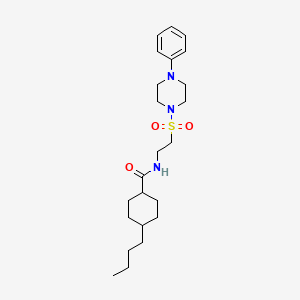 molecular formula C23H37N3O3S B2572664 4-butyl-N-(2-((4-phenylpiperazin-1-yl)sulfonyl)ethyl)cyclohexanecarboxamide CAS No. 941999-78-6