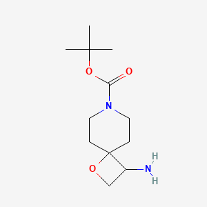 molecular formula C12H22N2O3 B2572676 叔丁基3-氨基-1-氧杂-7-氮杂螺[3.5]壬烷-7-羧酸酯 CAS No. 1638759-39-3