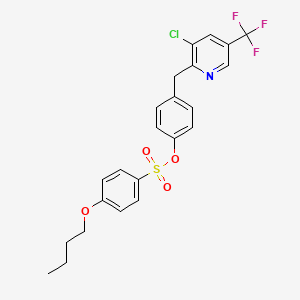 molecular formula C23H21ClF3NO4S B2572679 4-{[3-Chloro-5-(trifluoromethyl)-2-pyridinyl]methyl}phenyl 4-butoxybenzenesulfonate CAS No. 338416-28-7