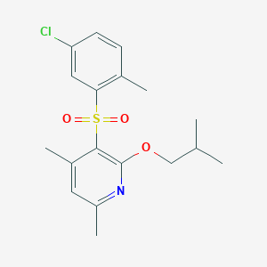 molecular formula C18H22ClNO3S B2572683 3-[(5-氯-2-甲基苯基)磺酰基]-2-异丁氧基-4,6-二甲基吡啶 CAS No. 338774-19-9