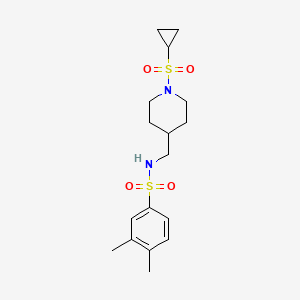 molecular formula C17H26N2O4S2 B2572692 N-((1-(cyclopropylsulfonyl)piperidin-4-yl)methyl)-3,4-dimethylbenzenesulfonamide CAS No. 1234873-54-1